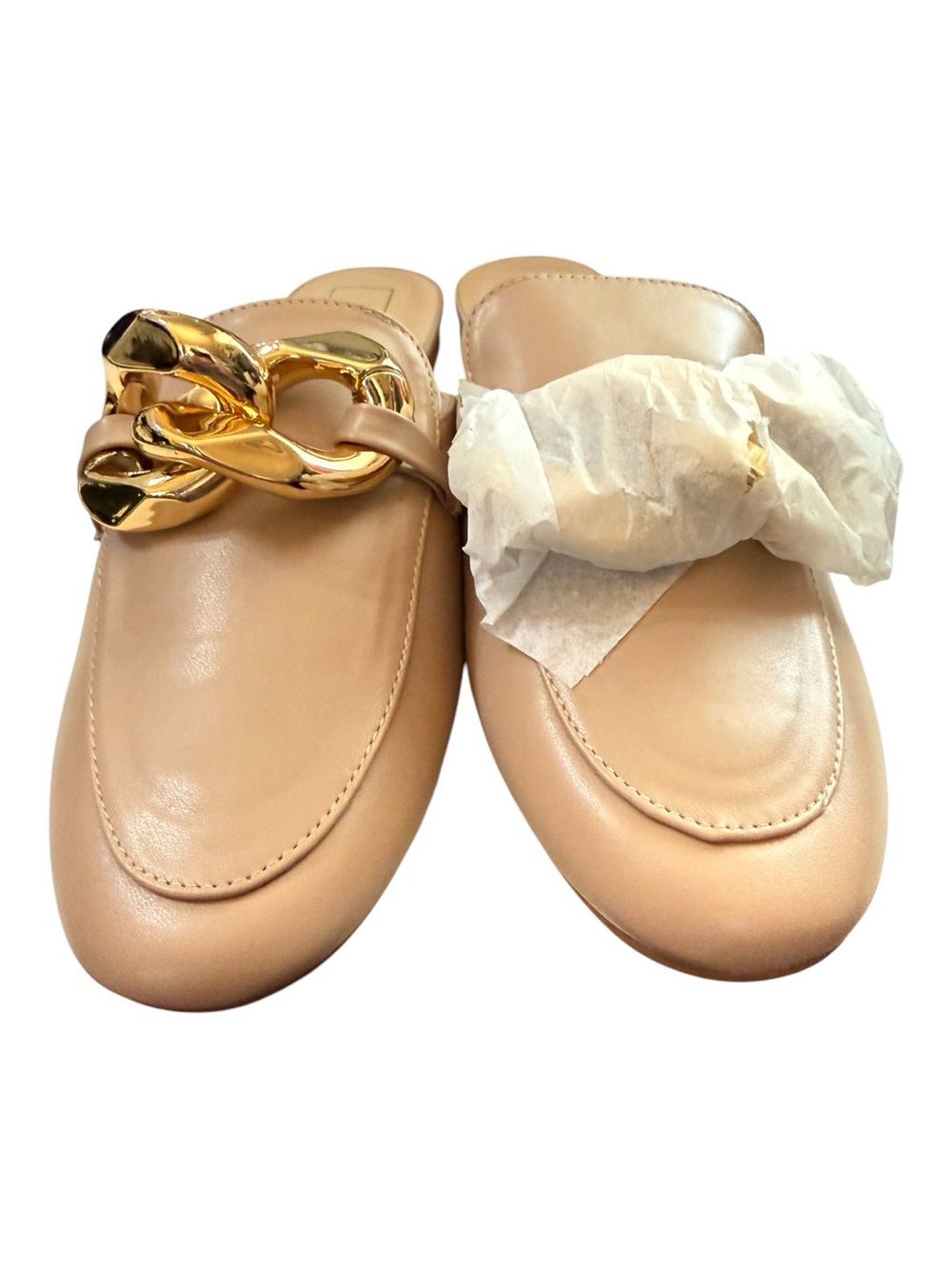 Shu Shop Alexis Tan Gold Chain Mule Loafers Women’s Size 11 NIB
